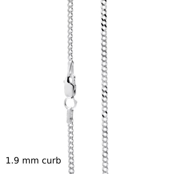 925 Sterling Silver Curb Necklace Chain In Various Lengths With A Gift Bag - Picture 6 of 11